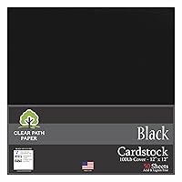 Black Cardstock - 12 x 12 inch - 100Lb Cover - 50 Sheets - Clear Path Paper