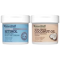 NATURE WELL Coconut Oil & Retinol Moisturizing Cream For Face & Body Bundle, 10 oz Each