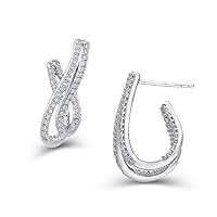 0.33 Cttw Diamond Double Row Twist Stud Earrings in 10K White Gold With Push Backs (I-J/12-13)