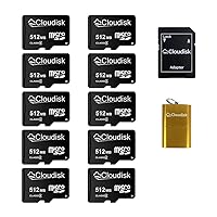 10Pack Micro SD Card 512MB NOT 512GB Small Capacity Memory Card C4 with Adapter, Card Reader