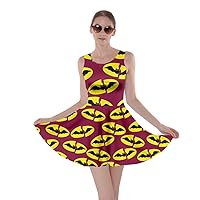 CowCow Womens Hand Draw Pattern Pop Art Thunder Super Cartoon Skater Dress, XS-5XL