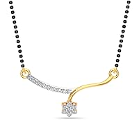 0.08 Cts Round Sim Diamond Single Floral Mangalsutra Necklace 14K Yellow Gold Fn