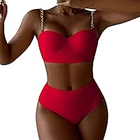 Swim Top Women Crop High Waisted Two Piece Swimsuits Solid Color Swimwear Swimsuits