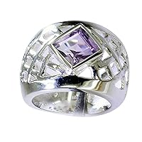 Genuine Amethyst Ring Sterling Silver for Men February Chakra Healing Bezel Style Size 5,6,7,8,9,10,11,12