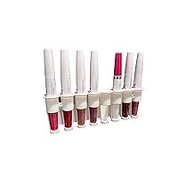 Lipstick Organizer Holder 8 Space Display Compatible with Super Stay Liquid Lipstick Lipgloss Makeup Storage Rack - Wall Mounted Slim Profile - Windows instead of Acrylic (White)