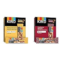 KIND Bars, Cranberry Almond Antioxidant, Honey Roasted Nuts & Sea Salt, Gluten Free, Low Sugar, 1.4oz, 12 Count