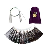 32 Inch Fixed Needle Set Stainless Steel Circular Knitting Needles with Twist Colored Cord Bundle, Lightweight & Smooth for Beginners Handmade DIY Size 1-15