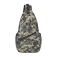 Sling Backpack,Travel Hiking Daypack Army Digital Camouflage Print Rope Crossbody Shoulder Bag