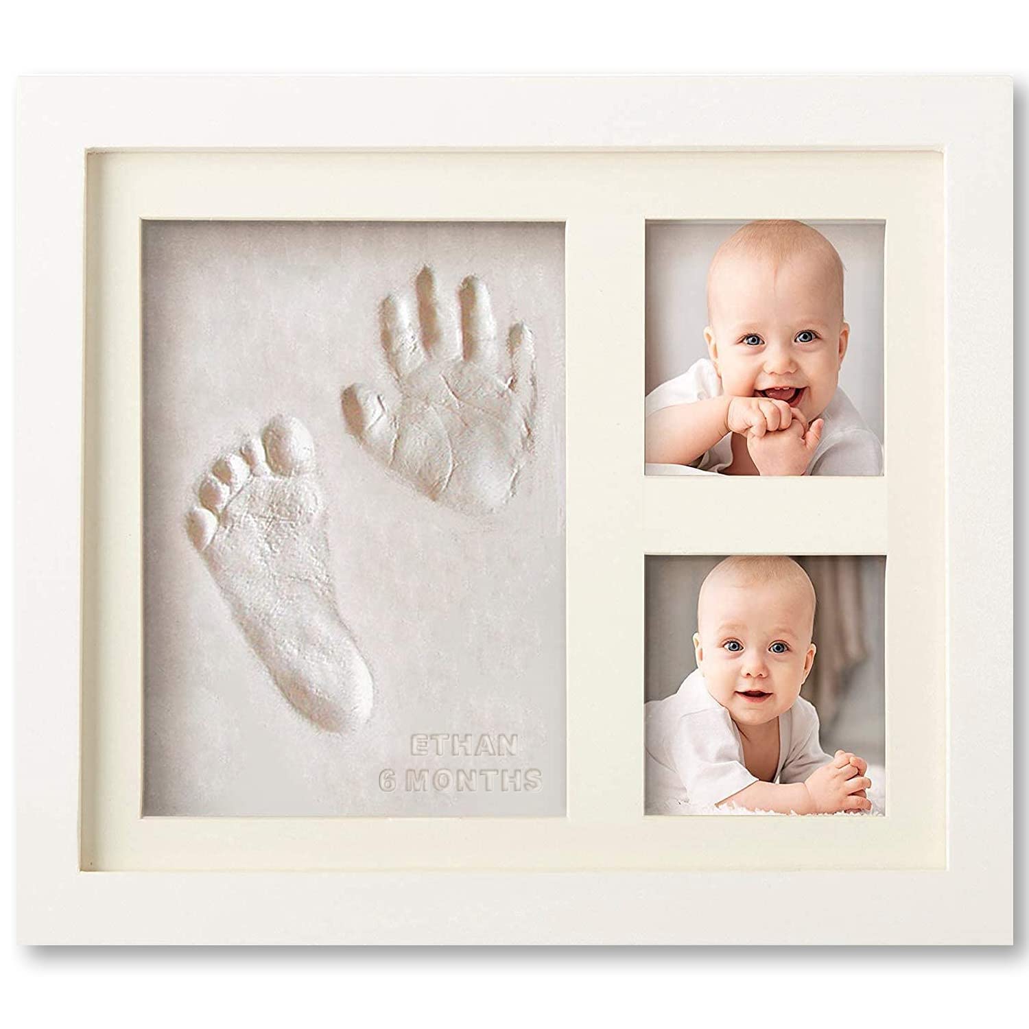 Baby Handprint and Footprint Makers Kit Keepsake Frame for Newborn Boys & Girls- Baby Girl Gifts & Baby Boy Gifts- New Mom Baby Shower Gifts- Baby Milestone Picture Frames Baby Registry- Nursery Decor