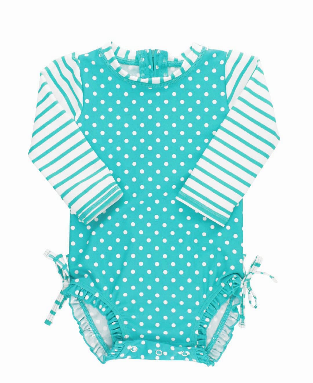 RuffleButts® Baby/Toddler Girls Long Sleeve One Piece Swimsuit with UPF 50+ Sun Protection