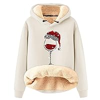 Women Oversized Hooded Sweatshirts Winter Fleece Warm Cozy Hoodie Fashion Sherpa Lined Pullovers Christmas Outfit