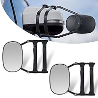 Pack-2 Clip-on Towing Mirrors, Universal Car Extended Mirrors, 360 Degree Rotation Adjustable Towing Mirrors (Black)