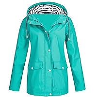 SNKSDGM Raincoat Women Waterproof Hooded Windbreaker Lightweight Adjustable Hiking Travel Outdoor Rain Jacket Trench Coats