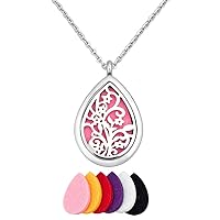 Teardrop Flower Floral Ivy Leaves Pendant Locket Essential Oil Diffuser Necklace Aromatherapy Jewelry + Refills