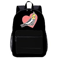 Cute Cockatiel with Heart Travel Laptop Backpack Lightweight 17 Inch Casual Daypack Shoulder Bag for Men Women