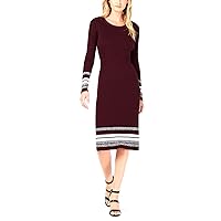 | Ribbed-Knit Midi Sweater Dress | Glazed Berry | S