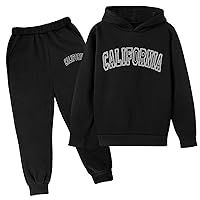 Boys Tracksuit Pullover Hoodie Jogging Pants Set 2 Pieces Sweatsuit letter printed pullover hoodie & black sweatpants