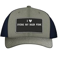 I Heart Love Dying My Hair Pink - Leather Black Patch Engraved Trucker Hat