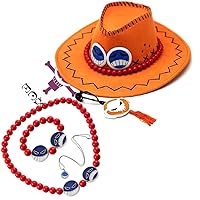 Anime Cosplay Costume Accessories Portgas D Ace Cosplay Hat +Necklace+Bracelet+Tattoos