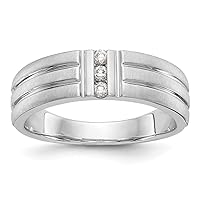 14k White Gold 3 stone 1/8 Carat Diamond Mens Band Size 10.00 Jewelry Gifts for Men
