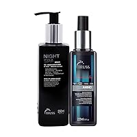 TRUSS Night Spa Serum - Overnight Hair Treatment Bundle with Professional Amino Miracle - Heat Protectant Spray