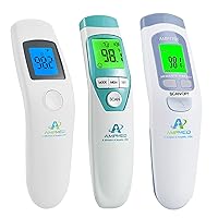 AE1 AMP1906 CA3 Non-Contact Touchless Infrared Digital Forehead Thermometer Bundle for Adults and Babies