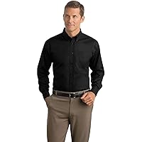 Herringbone Non-Iron Button-Down Shirt-XS (Black)