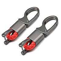 Car Key Fob Keychains Leather Holder Key Chain Sturdy Metal with D-Ring for Men and Women 2 Pack, Red, 360 Degree Rotatable, with Screwdriver
