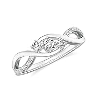 Natural Diamond Infinity Promise 3 Stone Ring for Women Girls in Sterling Silver / 14K Solid Gold/Platinum