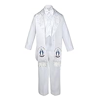 6pc Toddler Paisley Tail White Tuxedo Suit English Color Silver Guadalupe Stole