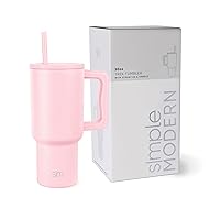Simple Modern 30 oz Tumbler with Handle and Straw Lid | Insulated Cup Reusable Stainless Steel Water Bottle Travel Mug Cupholder Friendly | Gifts for Women Men Him Her | Trek Collection | Blush