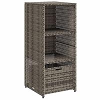 vidaXL Outdoor Patio Storage Cabinet - Gray PE Rattan Tool Organizer with Shelves/Drawer, Weather-Resistant, Sturdy Steel Frame for Garden, Deck