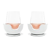 VoChill Stemless Wine Glass Chiller | Keep the Chill In Your Glass | New Wine Accessory | Separable & Refreezable Chill Cradle | Actively Chills Stemless Glassware | Quartz, Pair Stemless