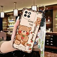 Lulumi-Phone Case for Itel S23/S665L, Protective Anti-dust Cute Ring Silicone Lanyard Kickstand Anti-Knock Wristband Durable Wrist Strap Shockproof Dirt-Resistant Phone Holder