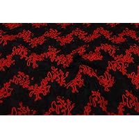 Red Black Abstract Embroidered Wool Fabric for Arts & Crafts, DIY, Sewing, and Other Projects, Width 58 Inches Package of 3.5 Metre HP-2837019-6