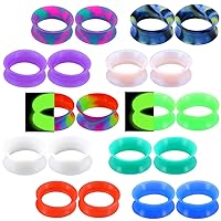 OUFER 20PCS Soft Silicone Ear Gauges Flesh Tunnels Plugs Stretchers Expander Double Flared Flesh Tunnels Ear Piercing Jewelry