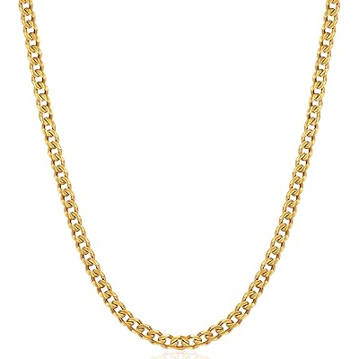 Fiusem 3.5mm Silver Tone/Black / 14K Gold Plated Chains for Men, Mens  Necklace Chains Stainless Steel Cuban Link Chain Necklace for Men and Boys,  Mens
