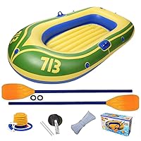 Portable Inflatable Boat,Thickened 2 Person Assault Boat - Double Inflation Design Boat for Lake, Fishing, Coast, Outdoor Rafting and Travel