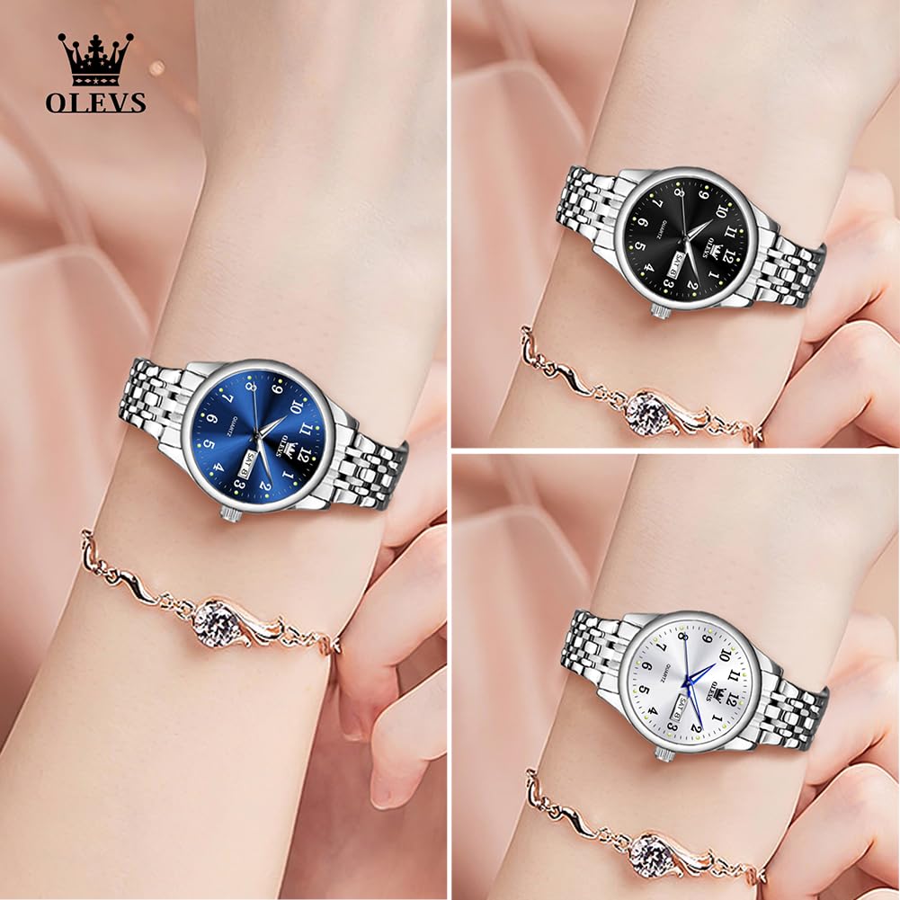 OLEVS Damen Uhren Kleine Zifferblatt Uhren für Frauen Silber Edelstahl Uhren Klassische Luxus Uhren für Damen Analog Uhren Womoen Wasserdicht Kleid Uhr Relojes para Mujer Mode Einfache Uhr