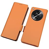 qichenlu Genuine Leather Flip Case Designed for OnePlus Open with Magnetic Closure, 【Hinge Protection】 Full Coverage Real Cowhide Leather Cover Shockproof Shell Folio, Nappa Khaki