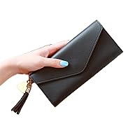 Andongnywell Clearance Women's RFID Blocking Tri-fold Leather Wallet Ultra Slim Purse Multi-Function Plug-in Handbag