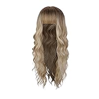 Brown to Blonde Lace Front Wig Synthetic Body Wave Wear and Black Roots Three Color Gradient Pre-plucked with Baby Hair Glueless Lace Wigs (A) (AA) Brown to Blonde Lace Front Wig Synthetic Body Wave Wear and Black Roots Three Color Gradient Pre-plucked with Baby Hair Glueless Lace Wigs (A) (AA)