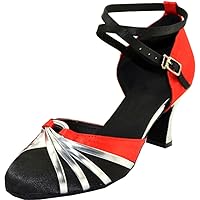 Womens Closed Toe Professional Salsa Dance Shoes Latin Pratice Heels Ballroom Pumps Jazz Sandals Tango Chacha Kitten Heels Bachata Shoes Customized Heel