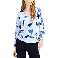 Alfani Womens Abstract Pullover Blouse