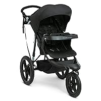 Apollo Jogging Stroller - Shock Absorbing Frame with Large Canopy & Recline - Car Seat Compatible, Black