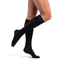 DYNAVEN by Sigvaris Women's Compression Calf-High Socks 20-30mmHg Weight - Closed Toe Design for Everyday Support - Medium Long - Black