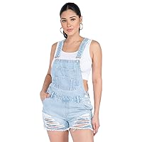 Twiin Sisters Women's Comfy Stretchy Slim Fit Ripped Jeans Denim Shorts Overalls Shortalls Romper Outfit for Women