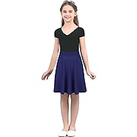 iiniim Kids Big Girls Knee Length Modest Full A Line Skater Daily Casual Birthday Party Dance School Uniform Skirt