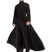 Neo Matrix Keanu Reeves Black Cotton Trench Coat Cotton 3X-Large