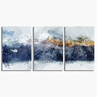 Youshion Art Abstract Canvas Wall Art for Living Room Modern Navy Blue Abstract Mountains Print Poster Picture Artworks for Bedroom Bathroom Kitchen Wall Decor 3 Pieces 16